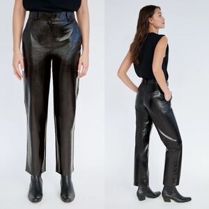 NWT Aritzia Babaton New Command Glossy Black Pants Size 4